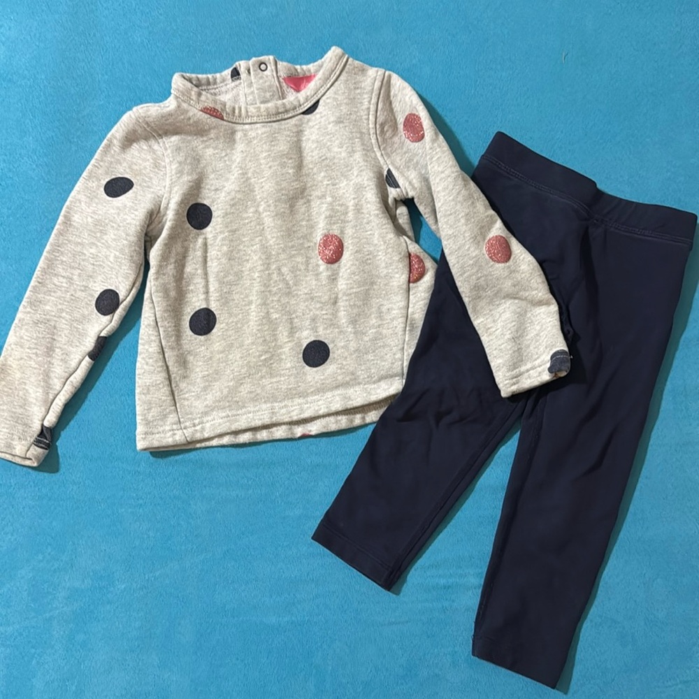 Joules 3T outfit sparkly sweatshirt navy pants